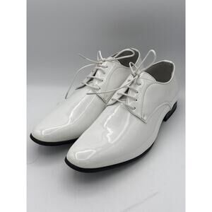 Men’s Bruno Marc White Patent Leather Oxford Dress Shoes Sz 9